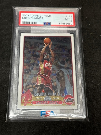 2003 Topps Chrome LeBron James PSA Mint 9 Basketball Rookie Card