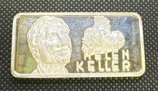 Helen Keller 1 Troy Oz .999 Fine Silver Bullion Bar