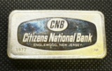 Citizens National Bank Sterling Silver Bullion Bar 2.3 Oz