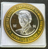 Limited Edition Riverside Resort .999 Fine Silver $10 Gaming Token 37.36 Grams