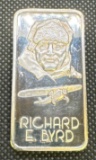 Richard E Byrd 1 Troy Ounce .999 Fine Silver Bullion Bar