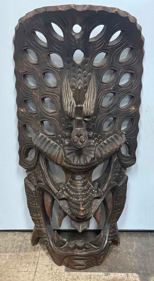 Large 3ft Tall Wooden Carved Tiki Mask Native Wall Art
