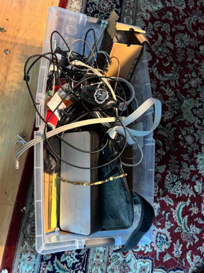 Buried Treasure Bin of Mixed Goods, Electrical Cables and Components, Boxing Gloves, more