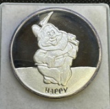 Disney 1 Troy Oz .999 Fine Silver Happy Bullion Coin