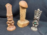 Wooden Statue Sculptures Hawaii Native Tiki Phallus