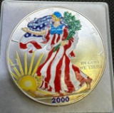 2000 colorized 1 Troy Oz .999 Fine Silver Eagle Bullion Coin
