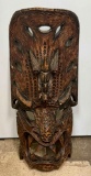 Large 3ft Tall Wooden Carved Tiki Mask Native Wall Art