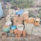 Large lot planters/pots birdhouses misc bricks/pavers etc