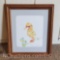 Framed artwork watercolor seahorse with signature