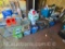 Misc Metro Racks with Books Jars Household Bins etc.