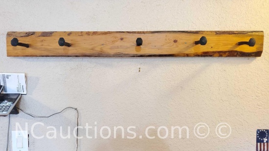 Railroad Spike Coat and Hat Rack With 5 Hooks