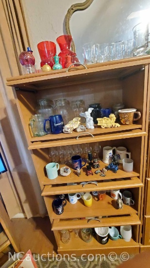 Lawyers cabinet contents crystal/glass ware figurines some vintage etc.