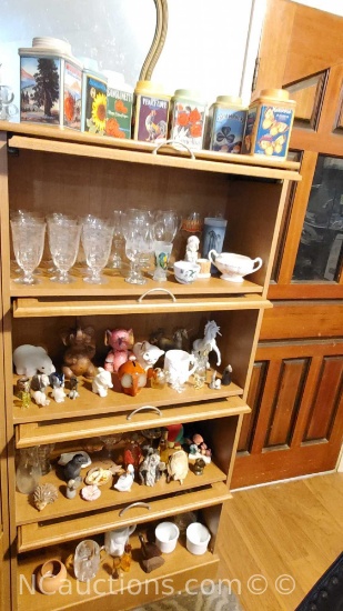 Lawyers cabinet contents vintage Oneida canisters crystal/glass ware figurines etc.
