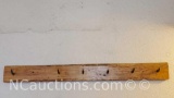 wooden beam coat/hat rack with horseshoes parts for hangers