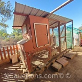10ft x 4ft plywood/wire mesh 2 story chicken coop with tin rooftop