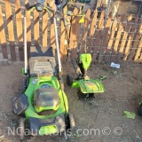 Greenworks Pro electric tiller and mower