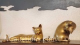 2 Vintage porcelain cat figurines both with signatures says Anthony