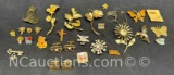 Pins And brochure Gold Tone Flowers Butterfly Cats Birds