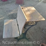 Vintage Sears Roebuck and Company wrought iron/wooden school desk from St.Marys