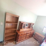 Bedroom dresser wooden vanity 2 drawer nightstand 5 shelf bookcase