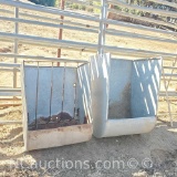 2 metal animal hay feeder bins