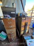 2 rustic file cabinets with chain