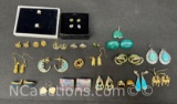 Earrings Gold Tone Gemstones Stud