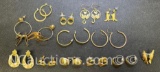 Gold Tone Earrings Hearts Hoops