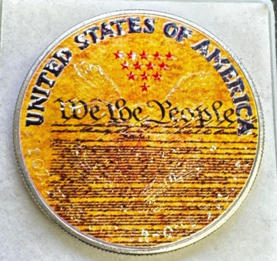 2002 We The People Colorized 1 Troy Oz .999 Fine Silver American Eagle Bullion Coin