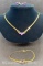 Jewelry Set 14k Gold With Amethyst Gems Earrings Necklace and Bracelet
