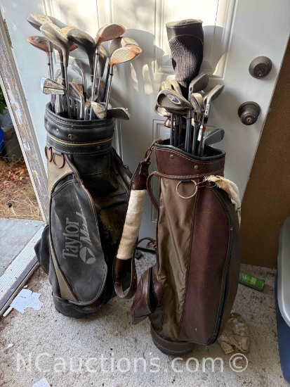 Two bags of golf clubs, Excelsior Burner Cleveland Northwest