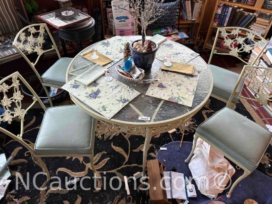 Glass patio table and four chairs