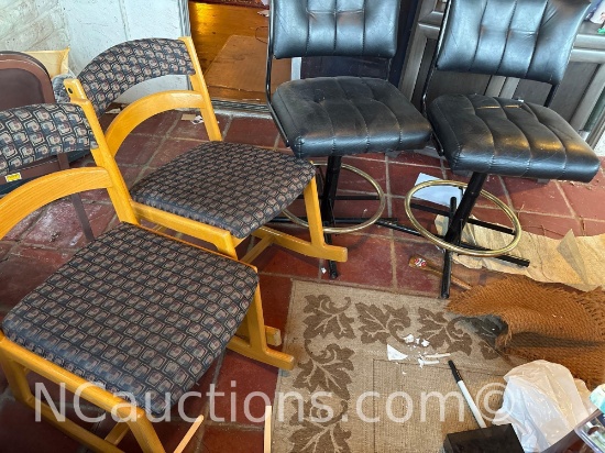 two rocking chairs and two Imitation leather swivel chairs