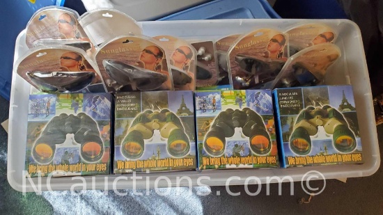 Bin 8 boxes Jumelles binoculars 12 pairs FM Sean Sunglasses everything NIP/NIB