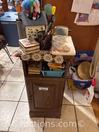 Wood stand with storage 28 inches tall 13 inches long