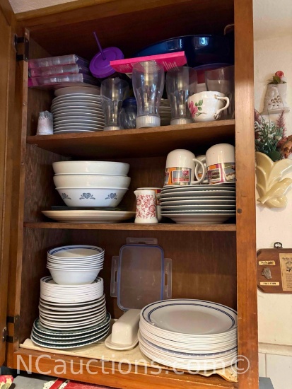 contents of cabinet plates, dishes