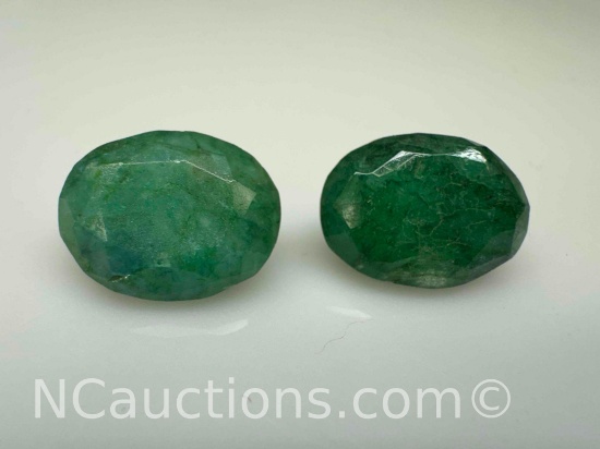 Pair of Oval Cut Emeralds 15.9ct Total