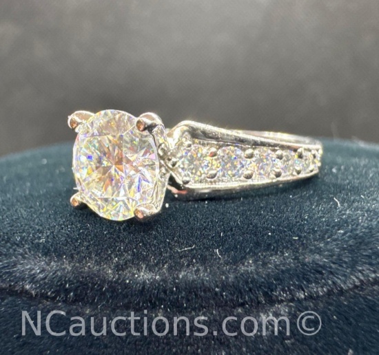 Silver 925 Moissanite Diamond Ring 4.31 Grams Size 8.5