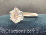 Silver 925 Moissanite Diamond Ring 3.61 Grams Size 7