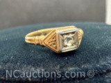 14k Gold Diamond Ring 1.02 Grams Size 3.5