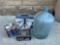 Bernzomatic Torch kit with solder Paragon Lock and safe glass jug Rubbermaid organizer with bulbs