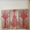 3 piece woodpannel artwork candelabra candel holders