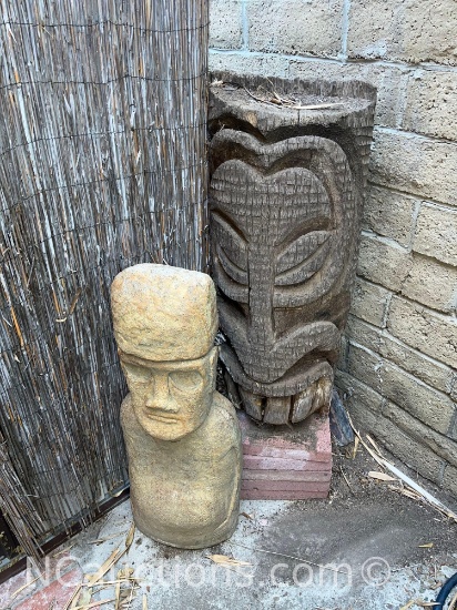 Tiki and Rock Statue