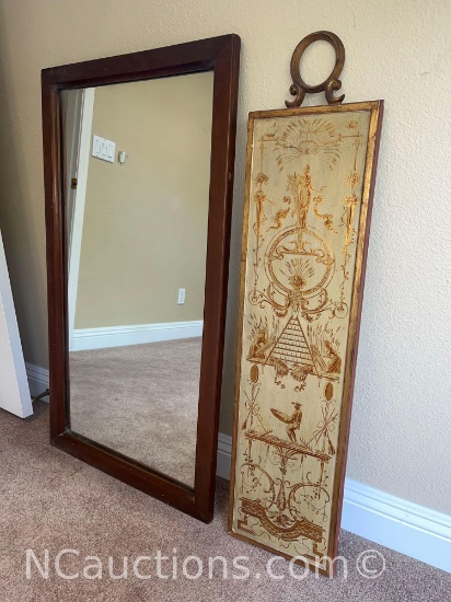 Decorative Wood Art and Mirror