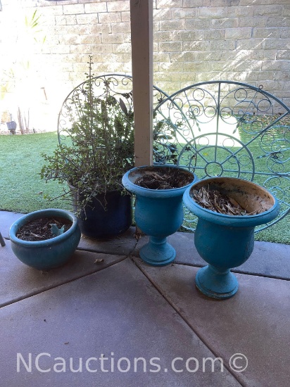 Decorative Blue pots and Rought Iron Decor