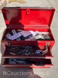 Durabuilt tool box has utility snap hook meter screw gauge drill bits turbo tube brushing tool