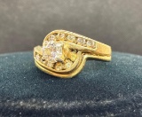 14k Gold Diamond Ring 4.0 Grams Size 6.5