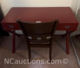 Red desk with chair