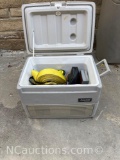 Coleman Cooler full of misc tools straps tire sealer compressor interchangeable letter and number