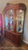 Vintage large Burlwood china cabinet without contents 96in tall 69in wide